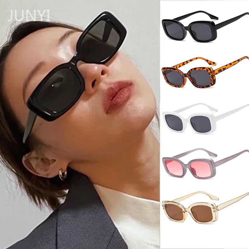 Kính mát gọng vuông nhỏ màu trắng thời trang dành cho nam và nữ