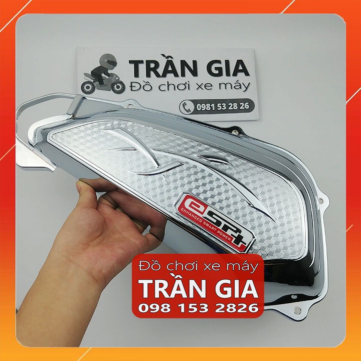 Ốp pô e xe Sh Mode 2020-2021-2022-2023 xi inox cacbon chụp lọc gió bầu gió xe Sh Mo nữ- phụ kiện trang trí đồ kiểng