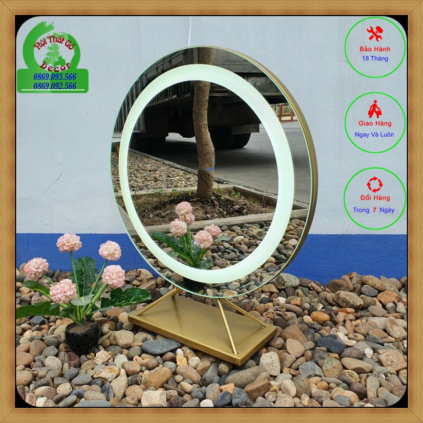 Gương Tròn , Gương Tròn Để Bàn Loại Có Đèn Led Và Không Có Đèn, Đủ Size
