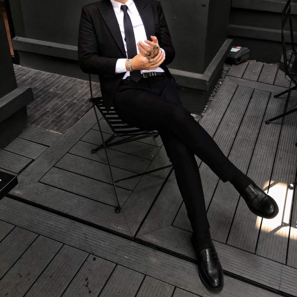 Giày Penny Loafer Black đế cao su đúc nguyên khối tăng chiều cao CLF-02