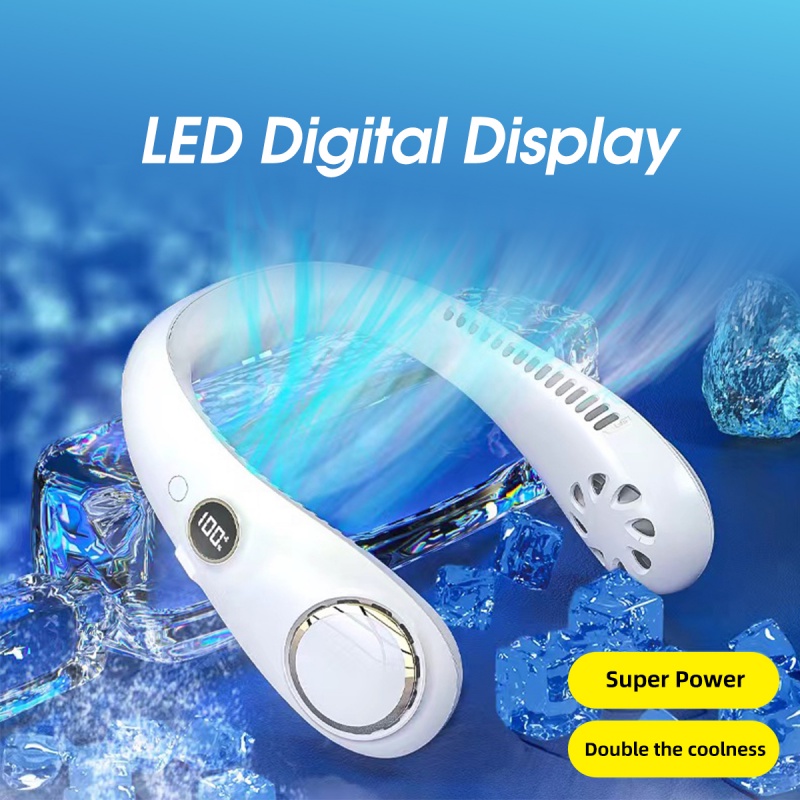 Quạt điện đeo cổ HdoorLink nhỏ gọn phong cách thể thao không cánh yên tĩnh mini kèm sạc USB