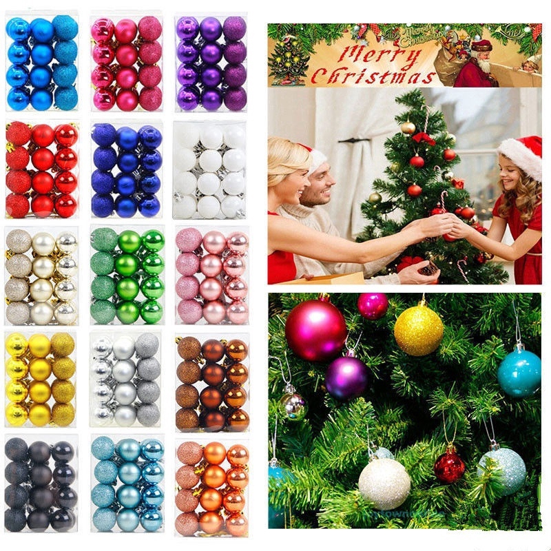 Set 24 Quả Châu Trang Trí Thông Noel