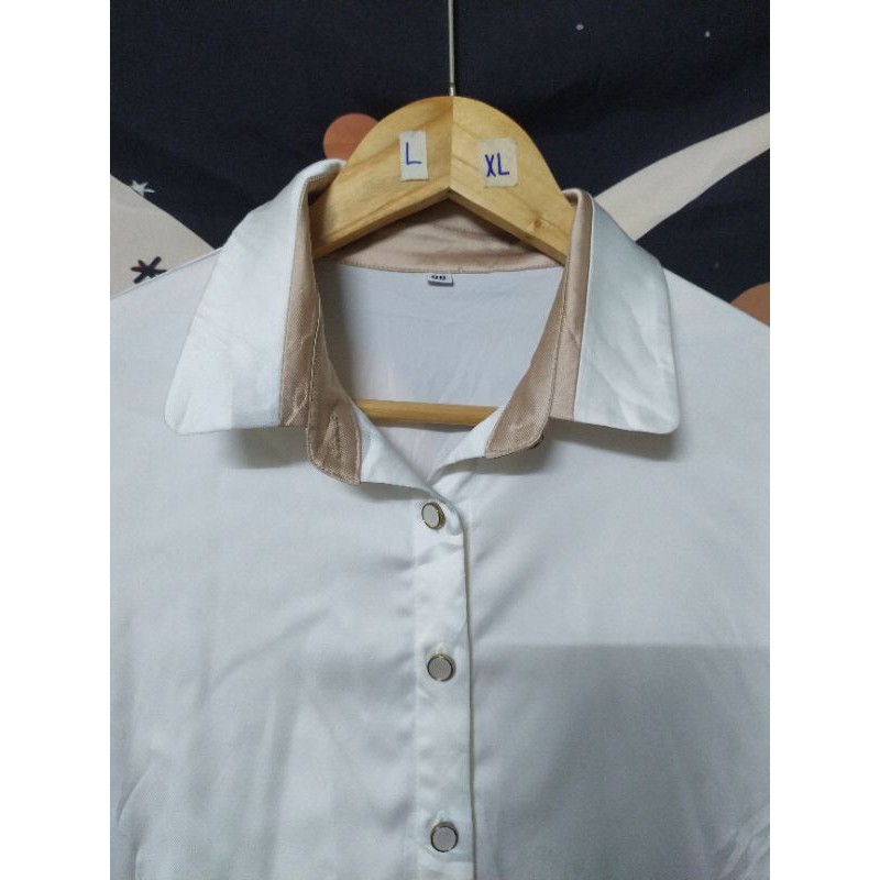 Áo trắng vintage lụa size L XL