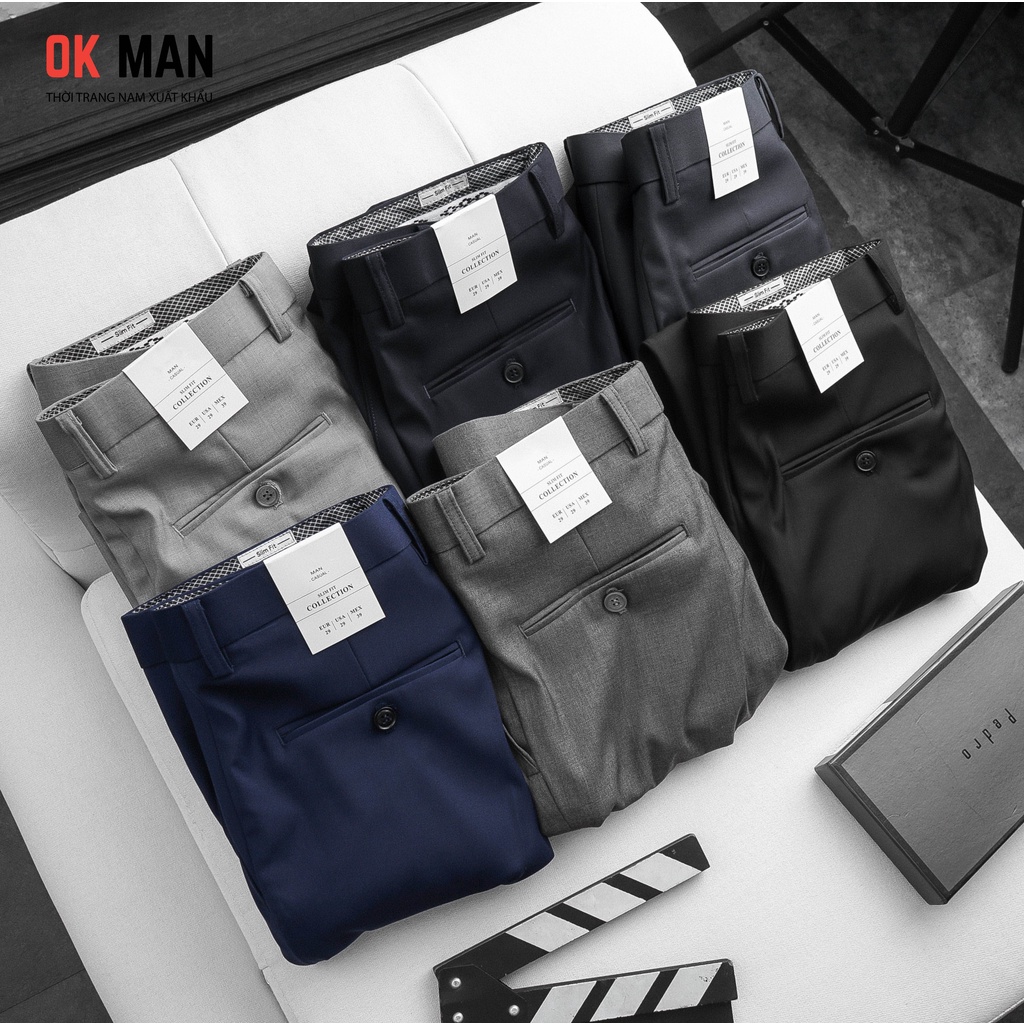 Quần âu nam, form slimfit, 6 màu, co giãn tốt, OkMan