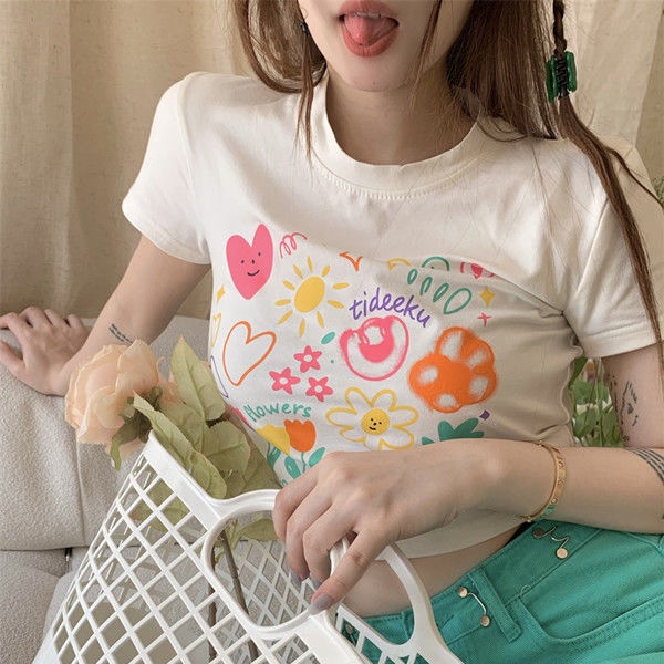 Áo thun croptop COZOKC ngắn tay ôm dáng thời trang cho nữ