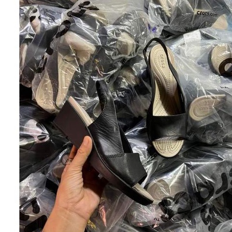 Hàng sale - Dép xuồng Crocs da thật, slingbacks da mềm, êm, nhẹ, giày quai hậu đế chống trơn trượt