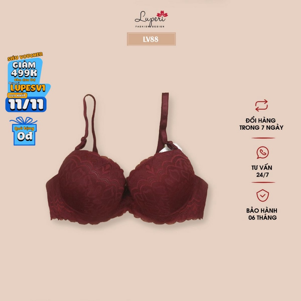 Áo Ngực Có Gọng Bra Nữ Ren Luperi Mút Đệm Mềm Nâng Ngực Nhẹ Nhàng Bản 2 Móc trẻ trung LUAL-LV88
