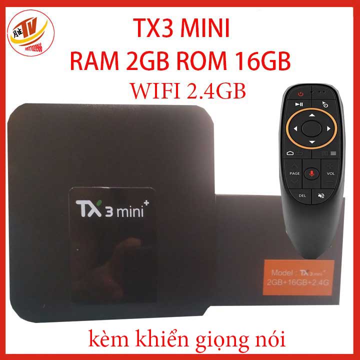 [kèm khiển giọng nói] Android Tivi Box Tanix TX3 Mini - Ram 2GB Rom 16GB Android 9.0 - Bluetooth 4.0 Android TV Box TX3