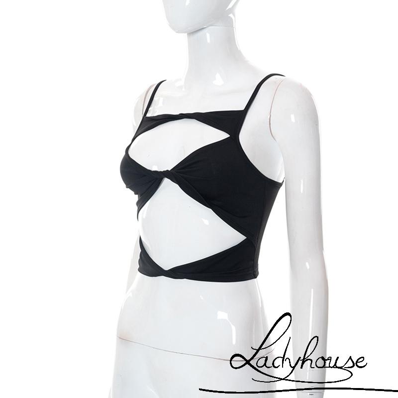 Áo Hai Dây Màu Trơn Thiết Kế Khoét Lỗ Thời Trang Mùa Hè Cho Nữ