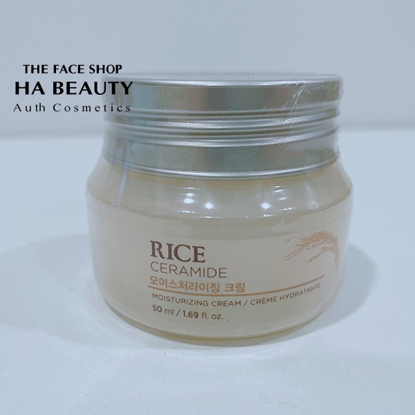 (AUTH_Korea)Kem Dưỡng Làm Sáng Da Rice & Ceramide Moisturizing Cream 50ml The Face Shop