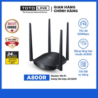 Cục phát wifi router wifi băng tần kép chuẩn AC 1200Mbps TOTOLINK A800R