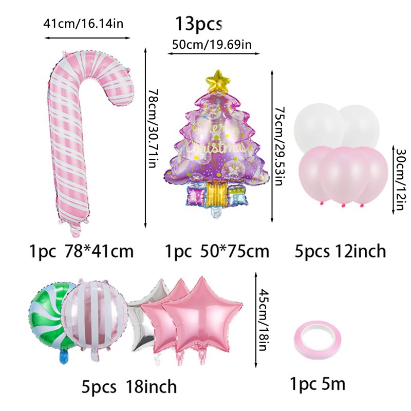 Unnyt Bộ Bong Bóng Màng Nhôm Hình Ông Già Noel Dùng Trang Trí Cây Thông Giáng Sinh