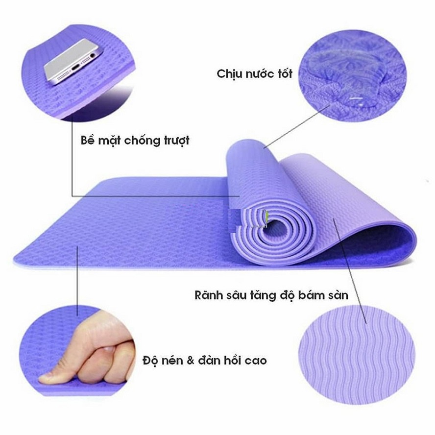 Thảm tập Yoga cao cấp 2 mặt in hoa TPE chống trơn trượt No.101886