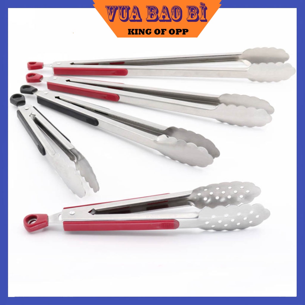 Kẹp gắp đồ ăn, gắp đá bằng inox có bọc nhựa tiện dụng - VUA BAO BÌ