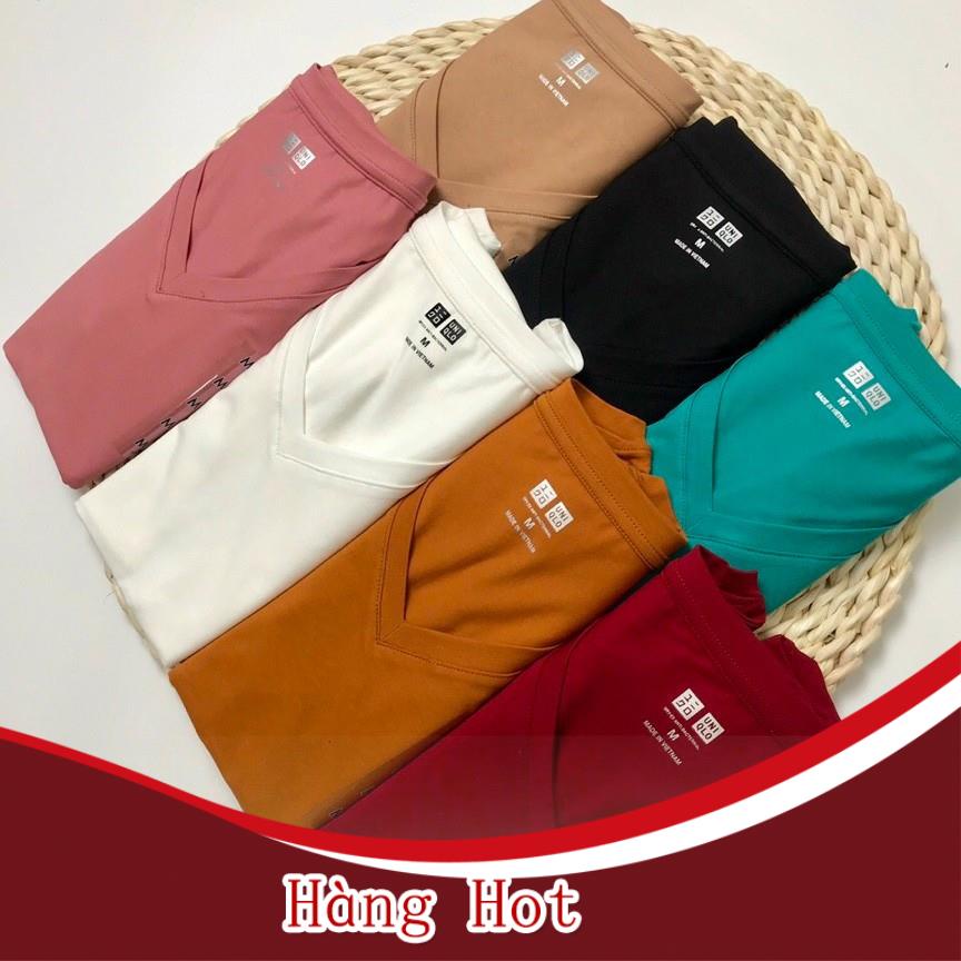 Áo thun trơn nữ cotton basic đẹp 7 màu Homieyl cao cấp, áo phông nữ cô tim trắng đen