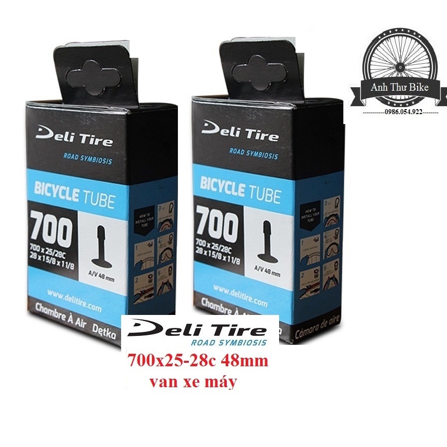 Cặp 2 cái ruột xe đạp Deli Tire 700x25-28c 48mm Van Mỹ - Van Xe Máy