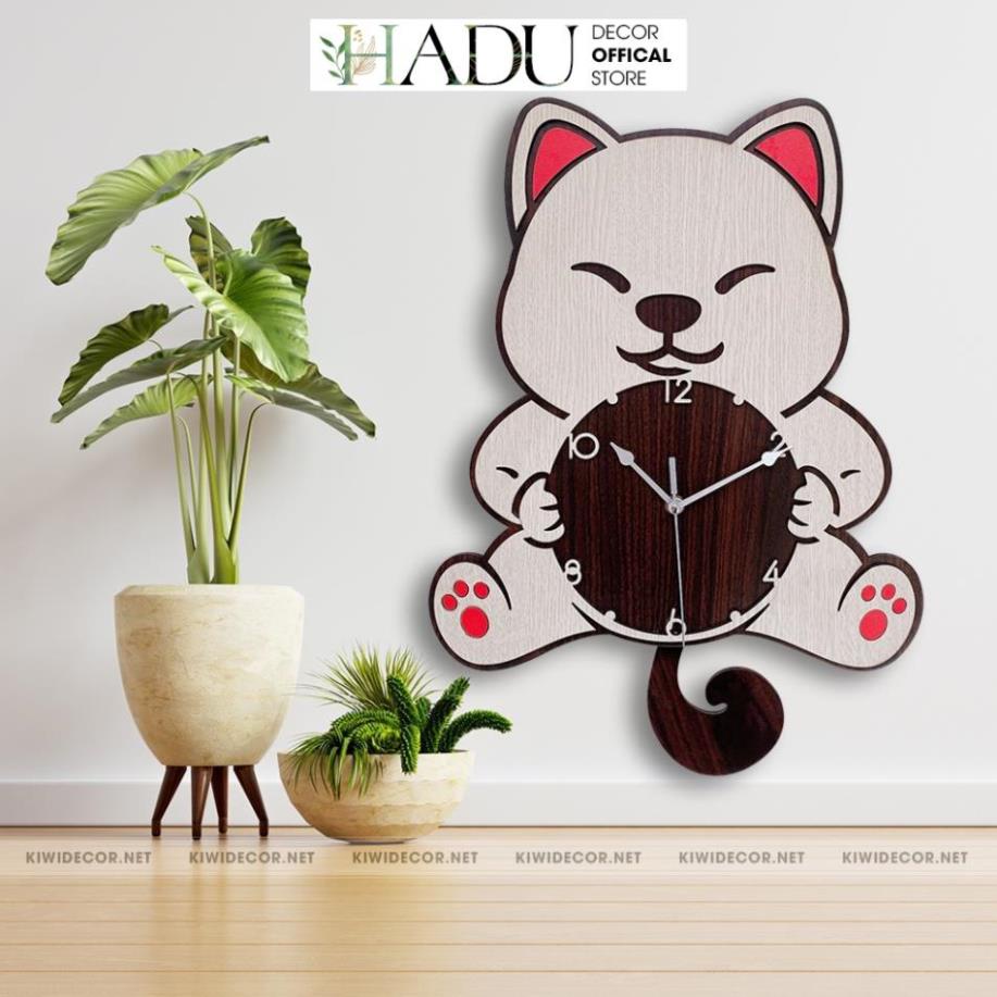 Đồng Hồ Treo Tường Gỗ Decor Chó Shiba, Dễ thương, Trang Trí Nhà Cửa, HomeStay - HaduDecor