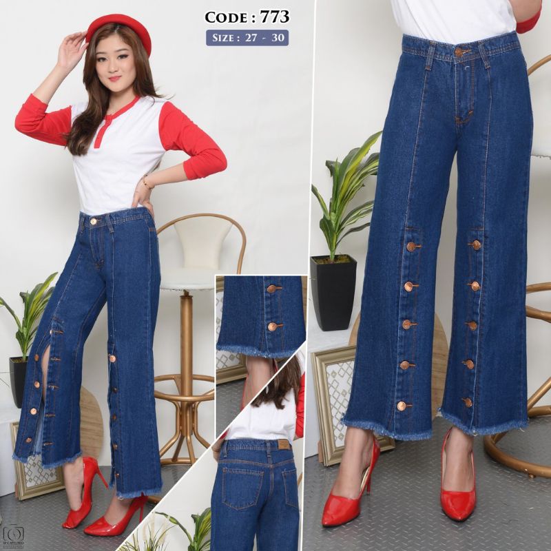 Nút quần jean 5/ Culottes 5// Culottes có nút xẻ trước mới nhất cho nữ 5