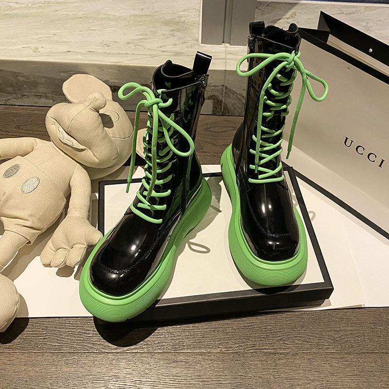 Giày bốt Martin da mềm đế dày thời trang cho nữ năm 2021