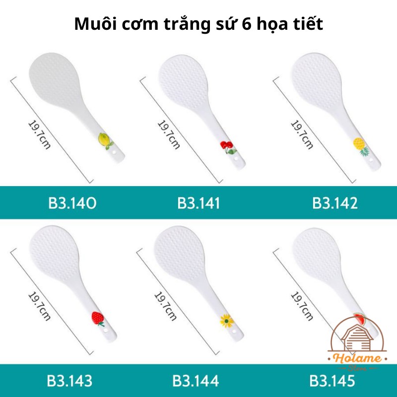 Muôi xới cơm, thìa xới cơm bằng sứ chống dính - an toàn cho sức khỏe nhiều họa tiết