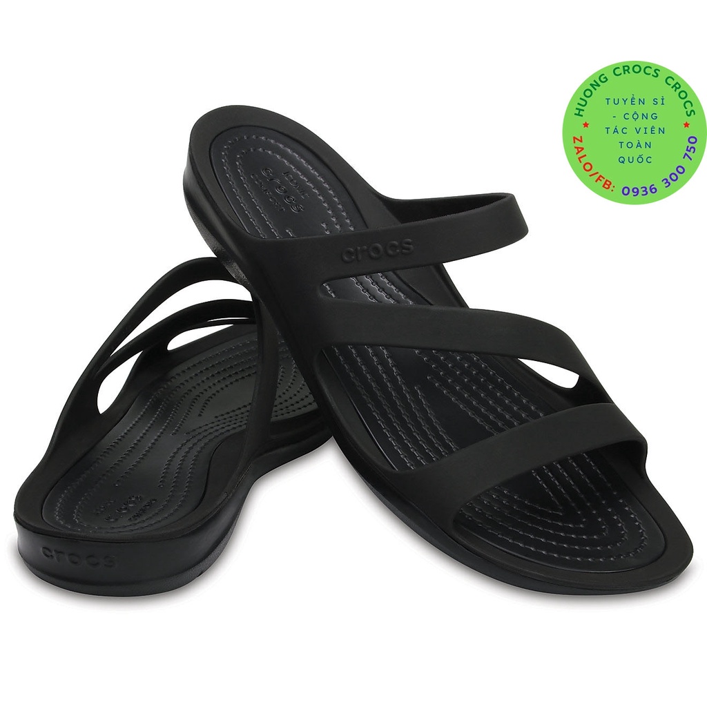 DÉP LÊ CROCS SWIFTWATER WAVE CHO NỮ MÀU ĐEN TUYỀN chuẩn xịn full box