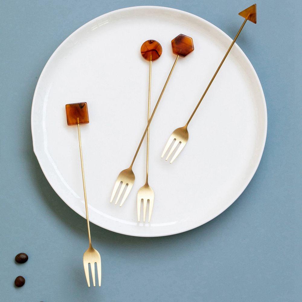 YIYU Muỗng Nĩa Ăn Tráng Miệng / Cà Phê Bằng Thép Không Gỉ Mạ Dùng Làm Đạo Cụ Chụp Ảnh