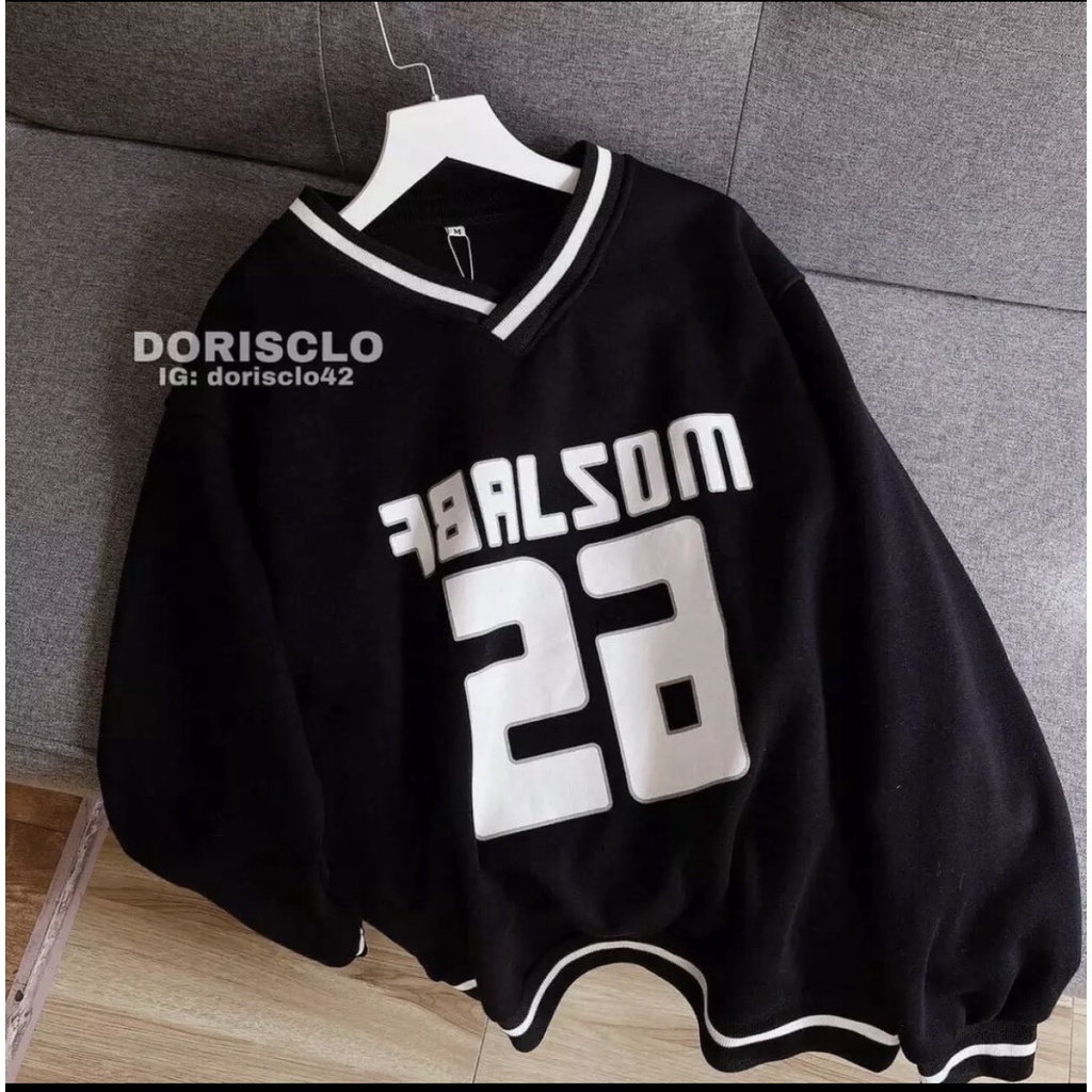 Áo hoodie Nam/Nữ form rộng không mũ phối họa tiết in chữ số 26 dáng unisex TP10
