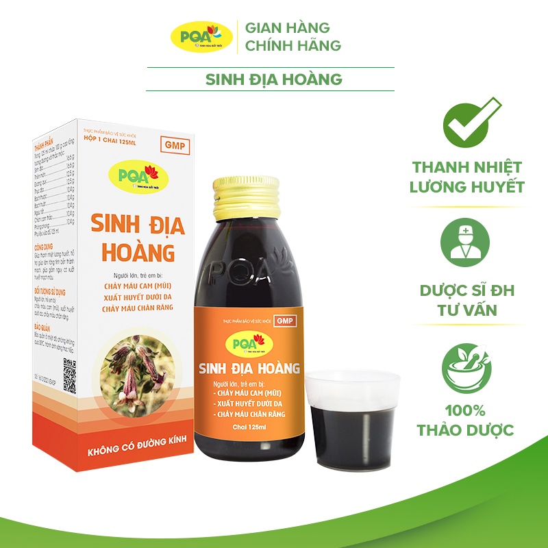 Sinh Địa Hoàng PQA Giúp Thanh Nhiệt Lương Huyết, Hỗ Trợ Làm Tăng Tính Bền Thành Mạch Hộp 125ml