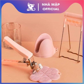Bộ dụng cụ gắp đồ nóng set 6 món, găng tay bắc nồi và miếng lót nồi silicon