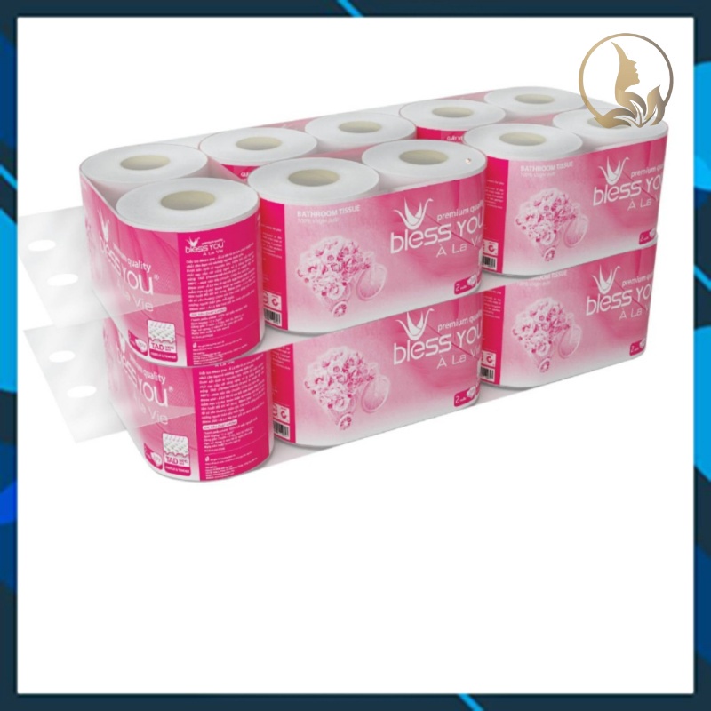 (Có Mã QR) Lốc 10 Cuộn Hồng Giấy Vệ Sinh Bless You 2 Lớp (Bibistore)
