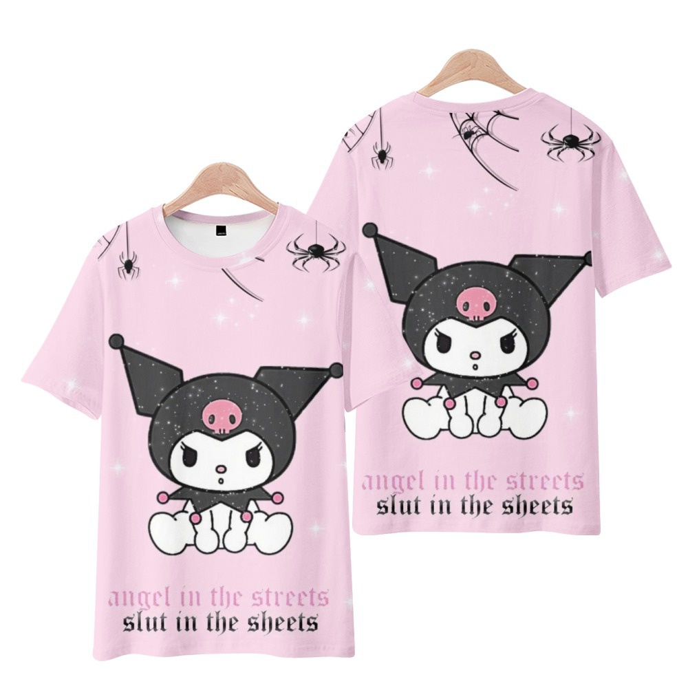 Áo Thun Tay Ngắn In Hình kuromi kuromi Hai Chiều Ngọt Ngào Mùa Hè Phong Cách Nhật Bản Cho Nữ Otaku Man Otaku