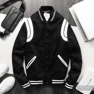 Áo khoác dù bomber nam nữ nút cài bo sọc siêu chất bao ngầu