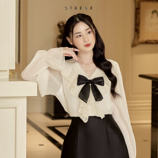 Serene Áo sơ mi nơ LYANNA hiện đại, tươi trẻ