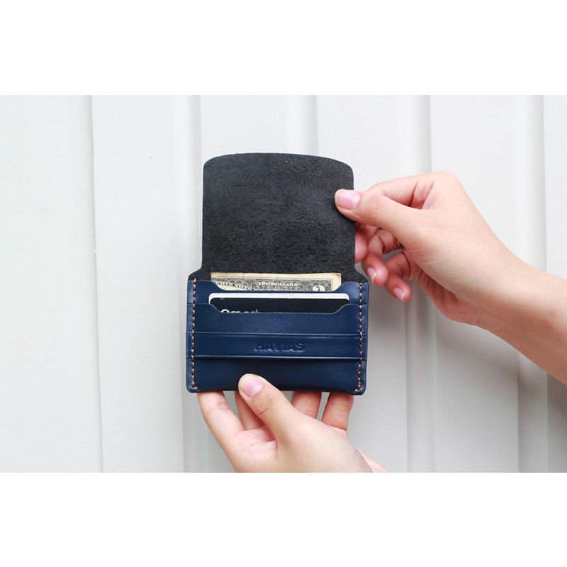 Ví da Mini Handcrafted Smile8 Wallet Xanh Navy