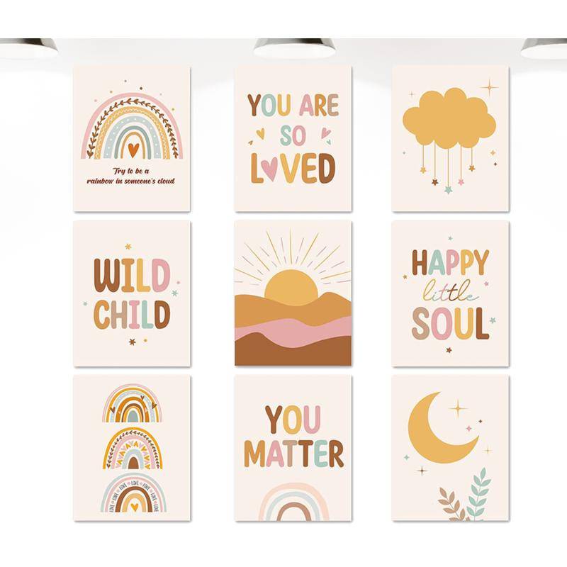 Tranh Vải canvas Treo Tường Họa Tiết Cầu Vồng Phong Cách Boho Độc Đáo Chống Thấm Nước Cho Phòng Bé
