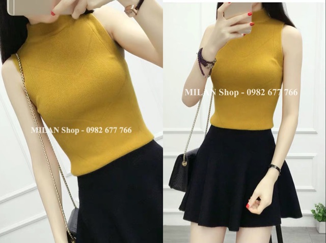 Áo len sát nách gân cổ 5 phân 10 màu trẻ