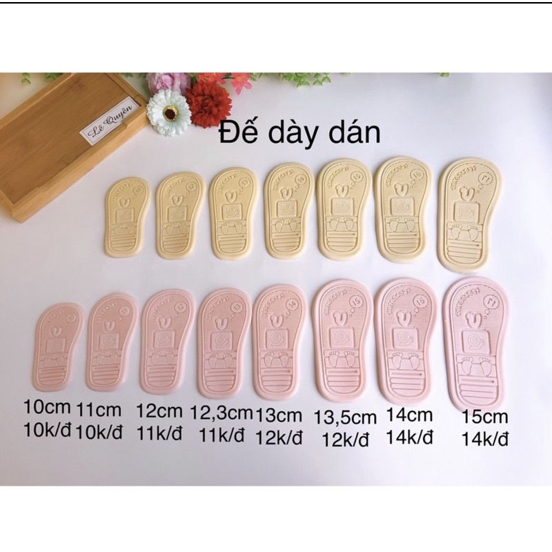 Đế giày dán làm giày handmade cho bé size/Đế không đục lỗ