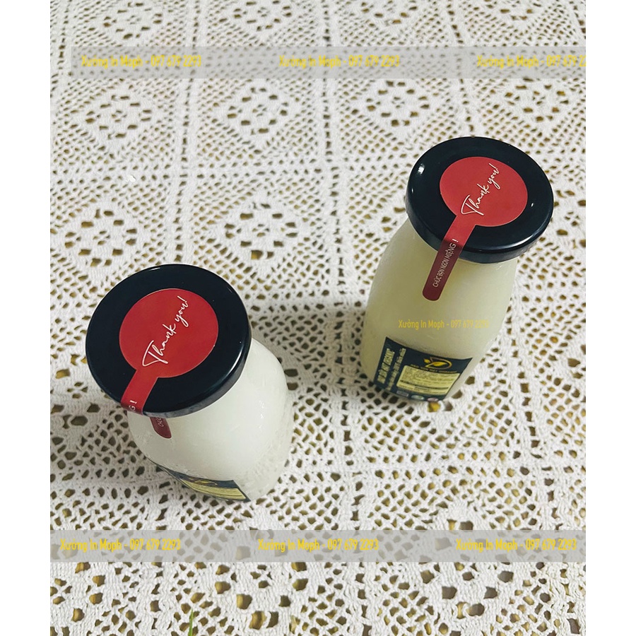 Tem Niêm Phong Nắp Chai Tem Thank You Dán Đồ Uống Sữa Hạt Trà Sữa Nước Ép - Xưởng In Bunny