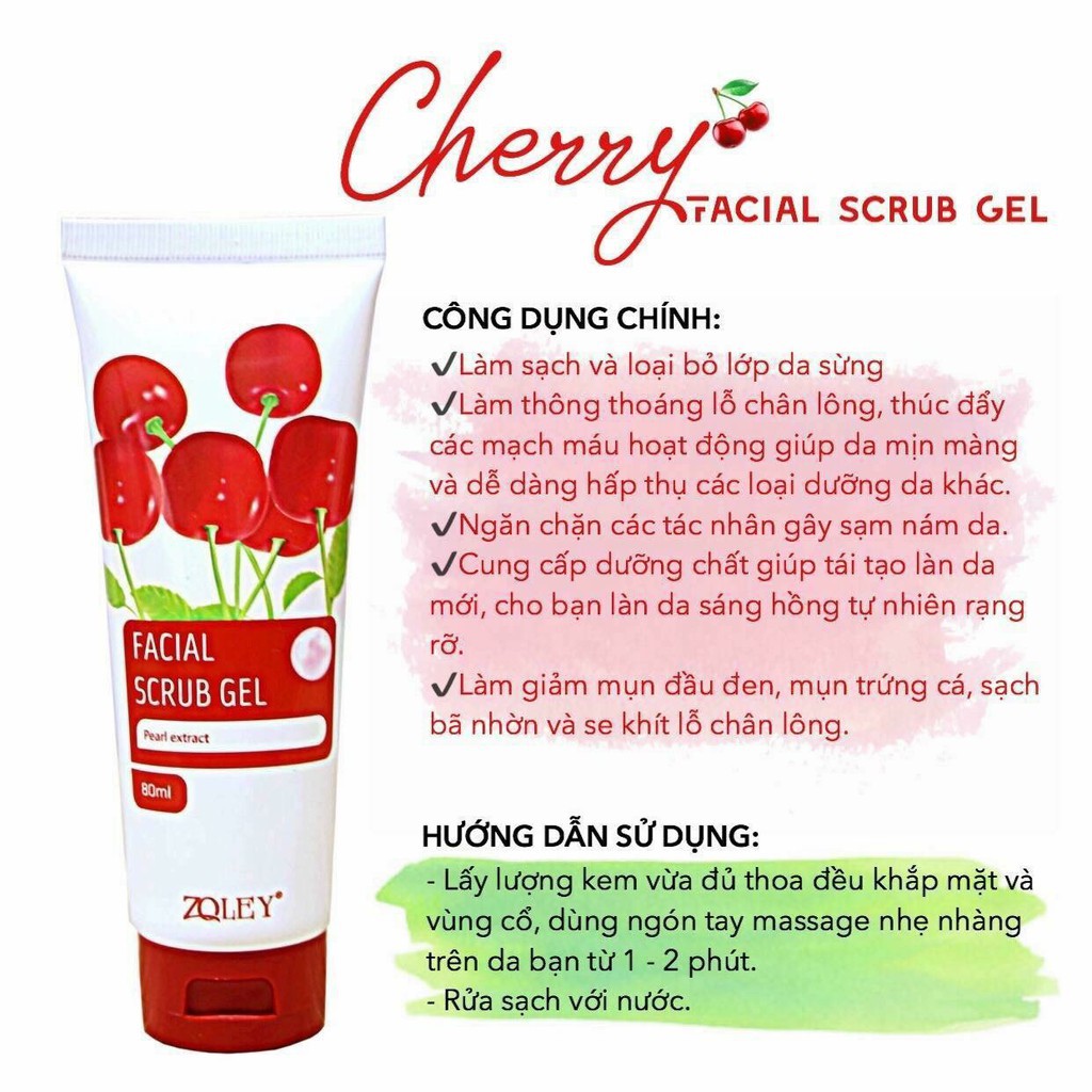 [sale khô máu Tẩy tế bào chết da mặt Cherry Zoley 80ml | BigBuy360 - bigbuy360.vn
