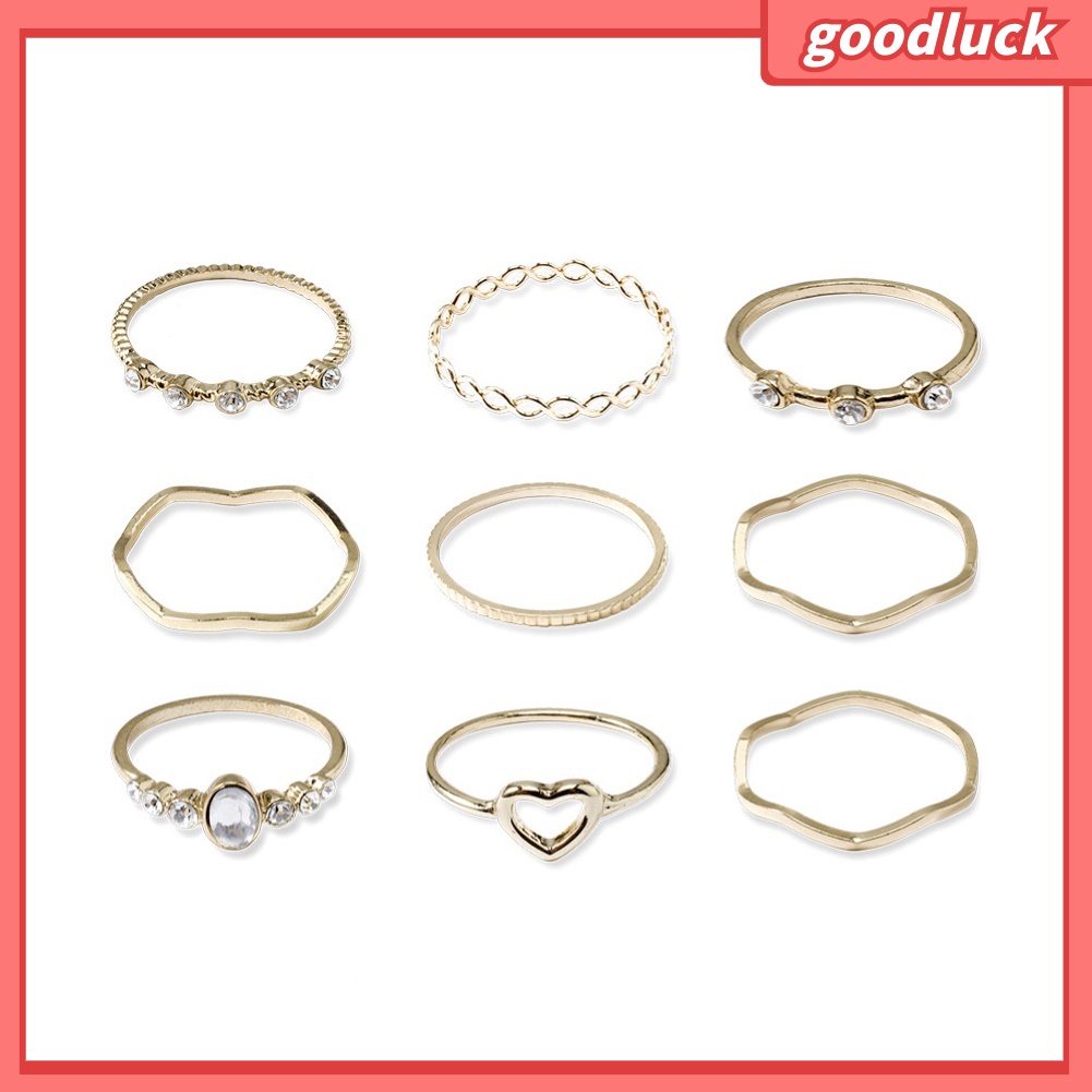 Set 9 Nhẫn Đính Ngọc Trai Giả Thời Trang Cho Nữ