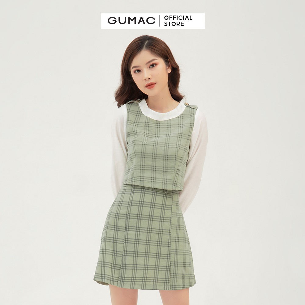 [Mã WABR2711 giảm 10% đơn 250K] Chân váy nữ dáng chữ A cơ bản GUMAC họa tiết caro VB360 | BigBuy360 - bigbuy360.vn