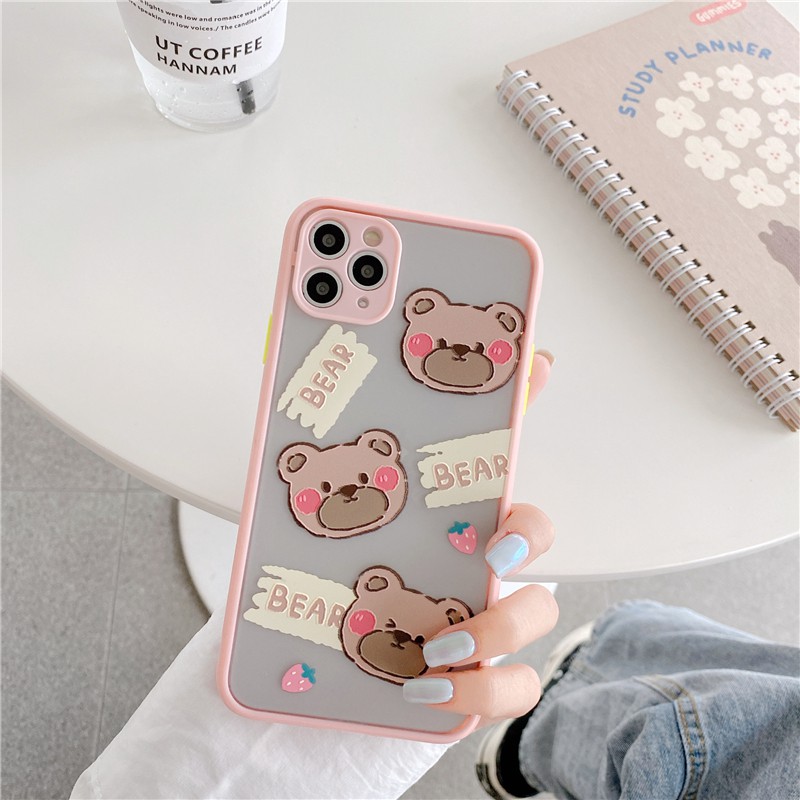 [ IPHONE ] Ốp Lưng Nhám Chống Sock, Va Đập Bảo Vệ Camera Bear Kute - G058