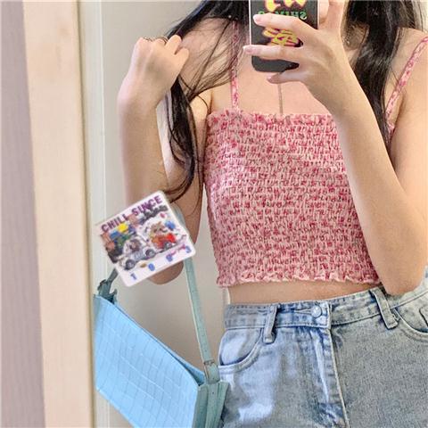 Áo Hai Dây Xếp Ly Họa Tiết Hoa Thời Trang Mùa Hè Cho Nữ