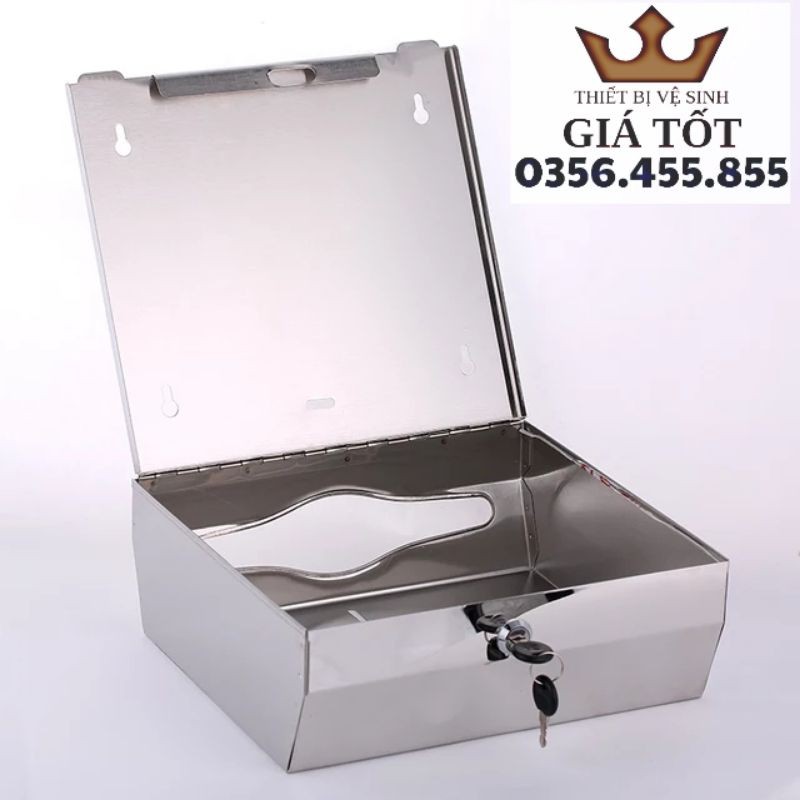 Hộp đựng giấy lau tay vuông treo tường inox cao cấp loại 1 hàng chính hãng