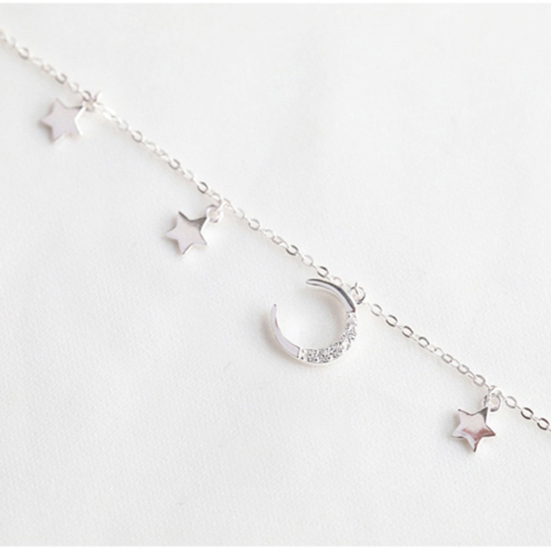 Vòng tay nữ hình mặt trăng ngôi sao mạ bạc thời trang Silver Chain Bracelets Moon Star Pendant Bracelet Women Fashion Jewelry | BigBuy360 - bigbuy360.vn