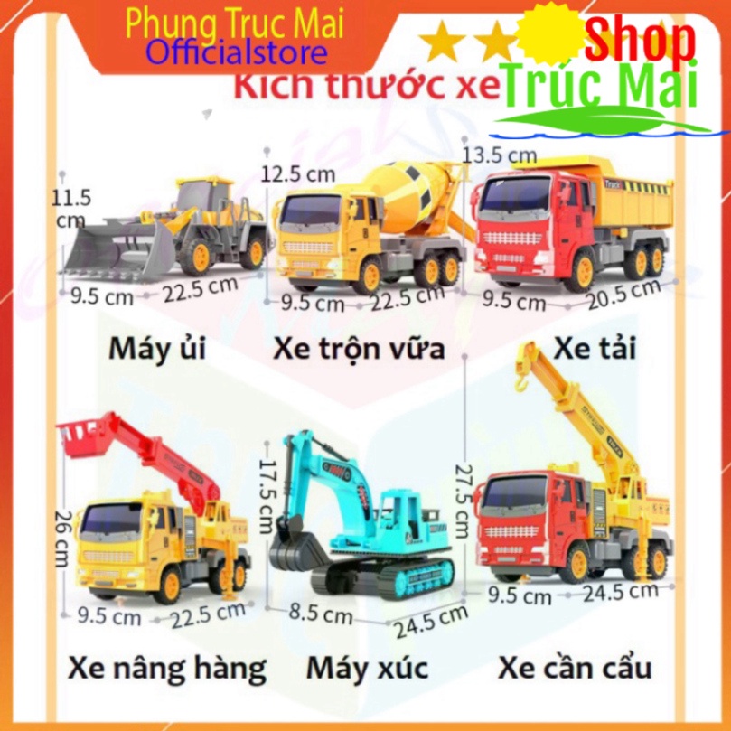 Bộ đồ chơi ô tô mô hình xe xây dựng máy xúc xe tải cần cẩu cho trẻ em đồ chơi cho bé