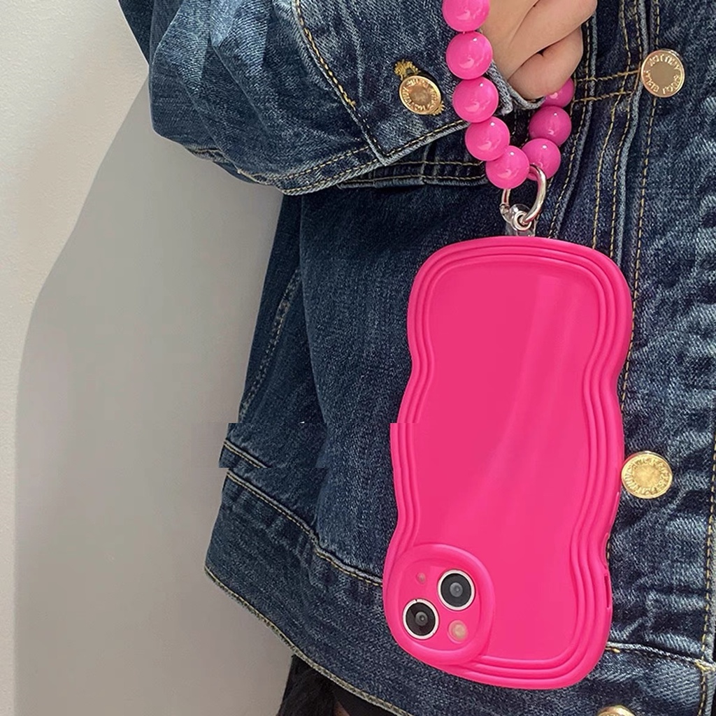 Ốp Điện Thoại tpu Dẻo Họa Tiết Nơ Lượn Sóng Độc Đáo Kèm Vòng Đeo Tay Cho Iphone 12 pro max 11 pro max xs max xr x 13promax