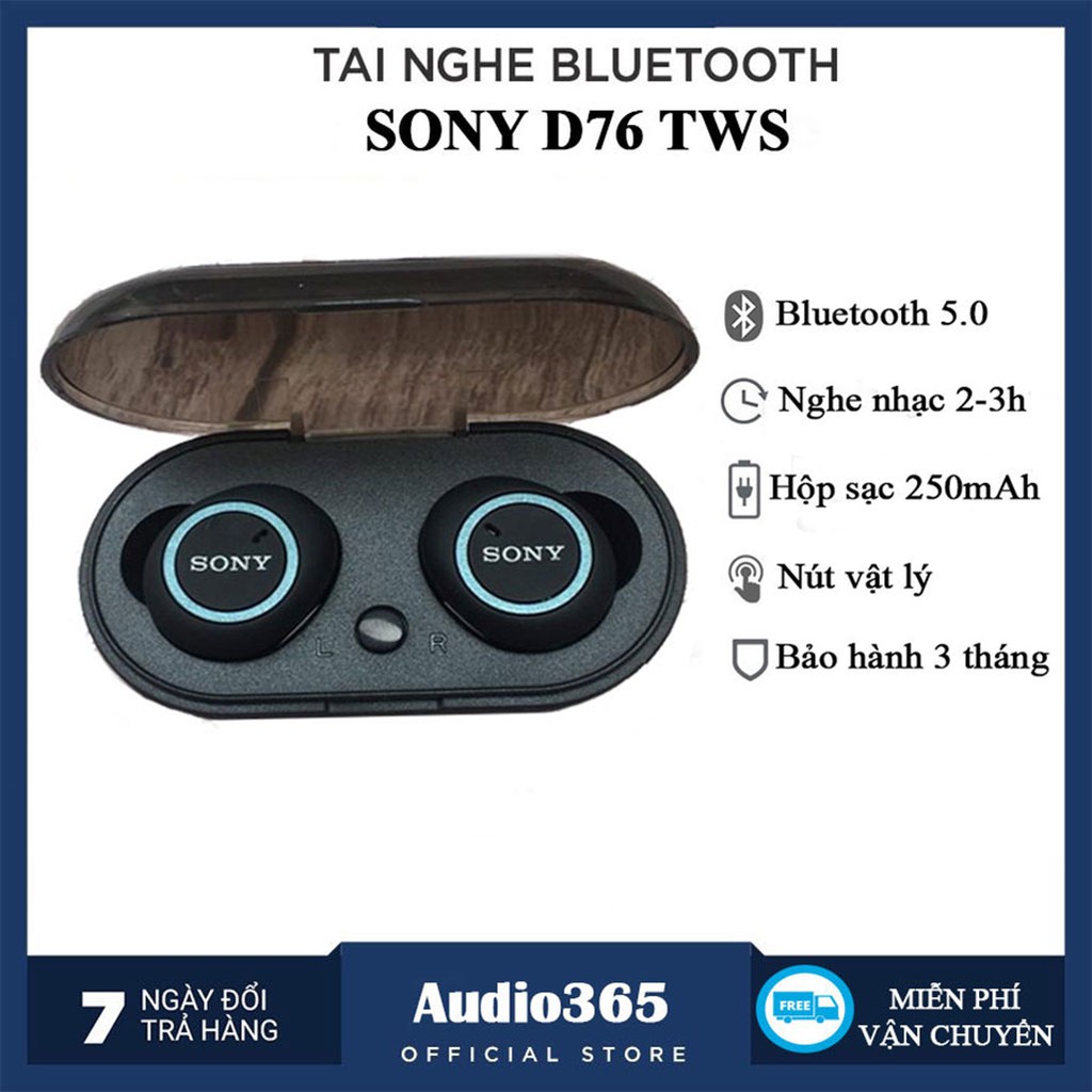 Tai Nghe Bluetooth không dây Sport TWS D76 Nghe nhạc 3h Dùng được cả cho IOS &amp; Android