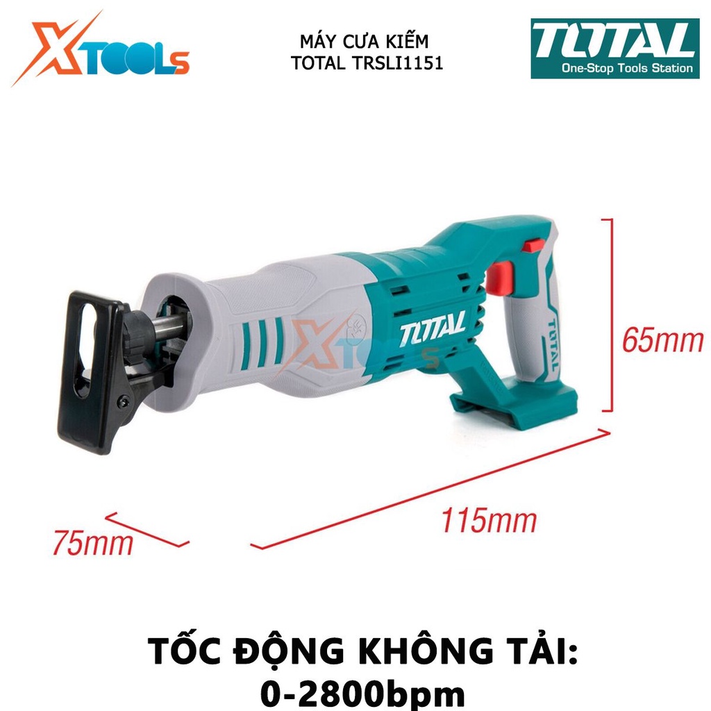 Máy cưa kiếm dùng pin TOTAL TRSLI1151 máy cưa kiếm cầm tay 20V cắt xẻ nhiều vật liệu gỗ, kim loại [XSAFE][XTOOL]