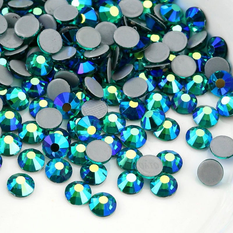 Đá zircon Xanh Lá Chất Lượng Cao AB Hot Fix SS16 SS20 Ủi Trên Quần Áo Cho Trang Trí Đám Cưới